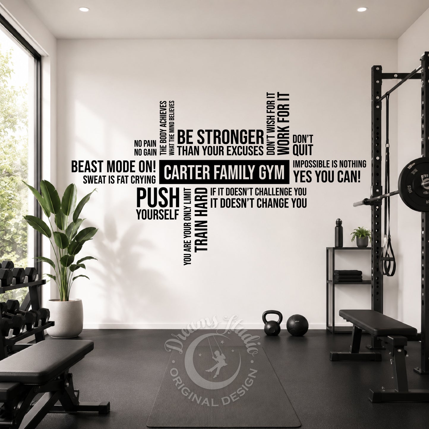 Custom Text Gym Wall Decal - Motivational Fitness Quote Vinyl Art