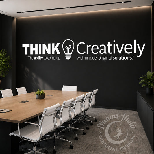 Think Creatively Light Bulb Wall Decal, Motivational Office Decor