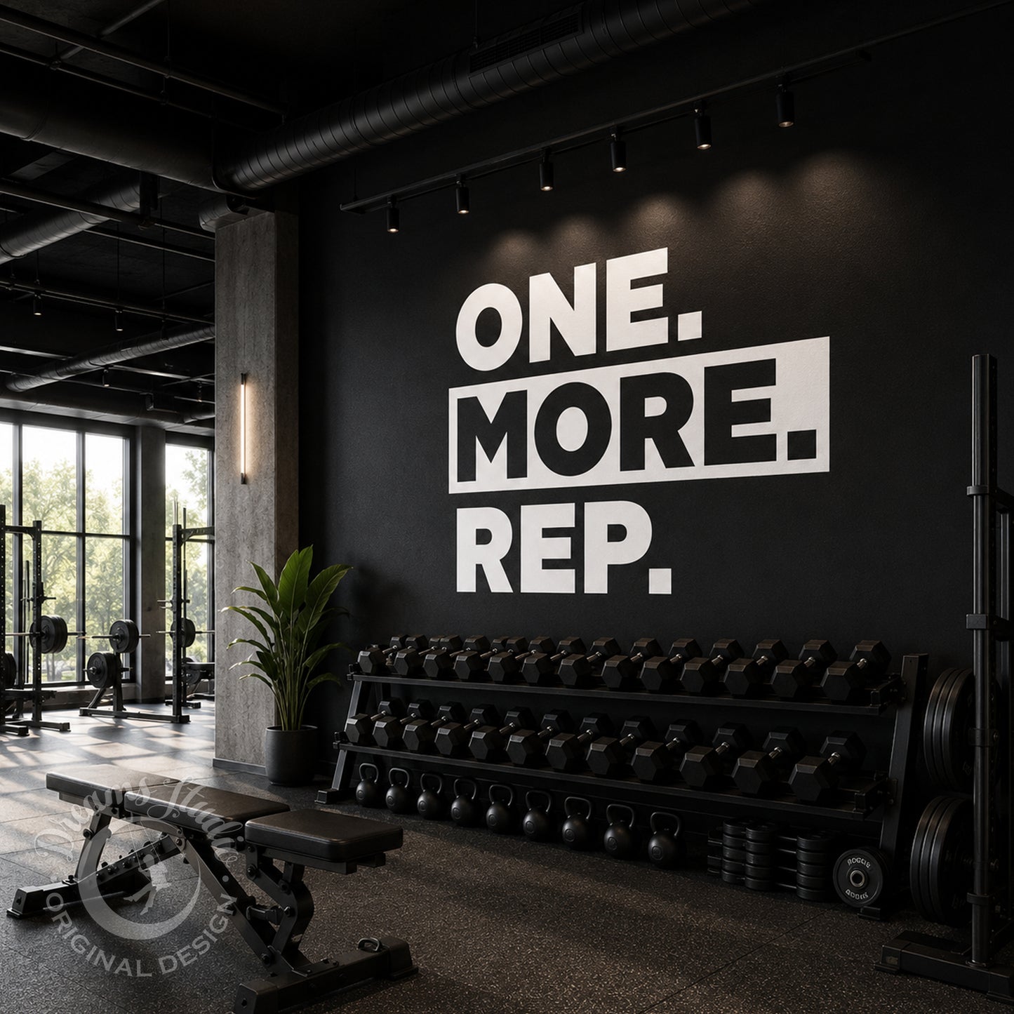Gym Wall Vinyl Decal - "One More Rep" Motivational Fitness Quote