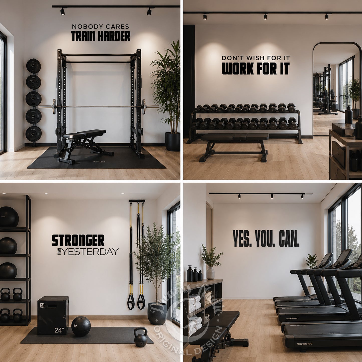 Set of Four Gym Wall Decals - Motivational Fitness Quotes