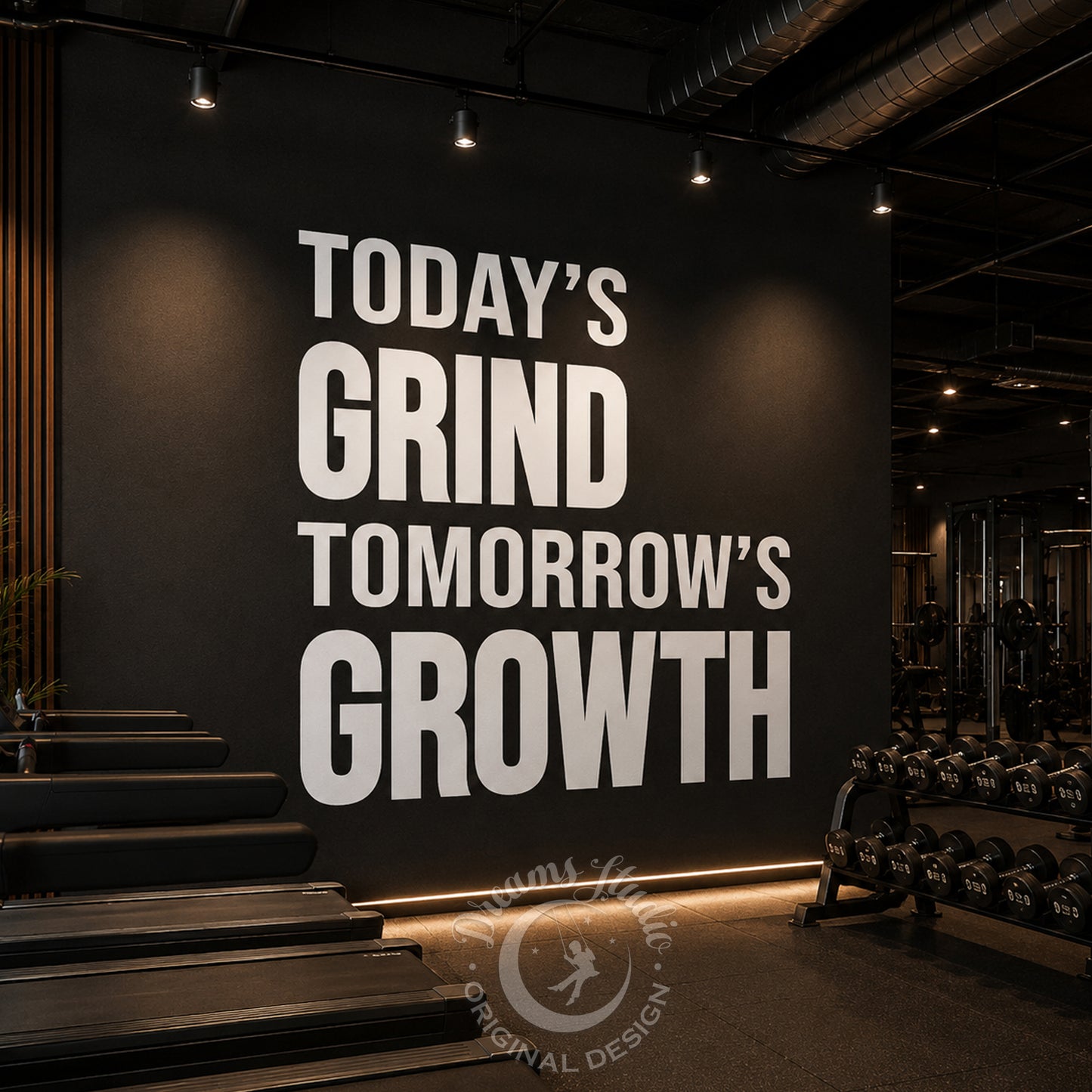 Gym Wall Decal “Today’s Grind. Tomorrow’s Growth”, Motivational Fitness Workout Wall Quote
