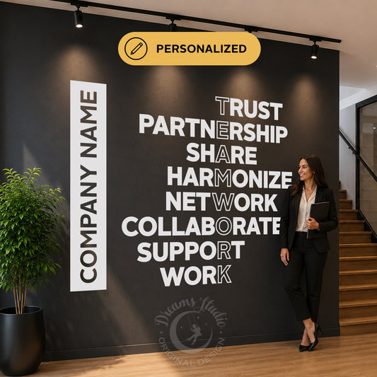Personalized Office Wall Vinyl Decal "Teamwork", motivational wall decor