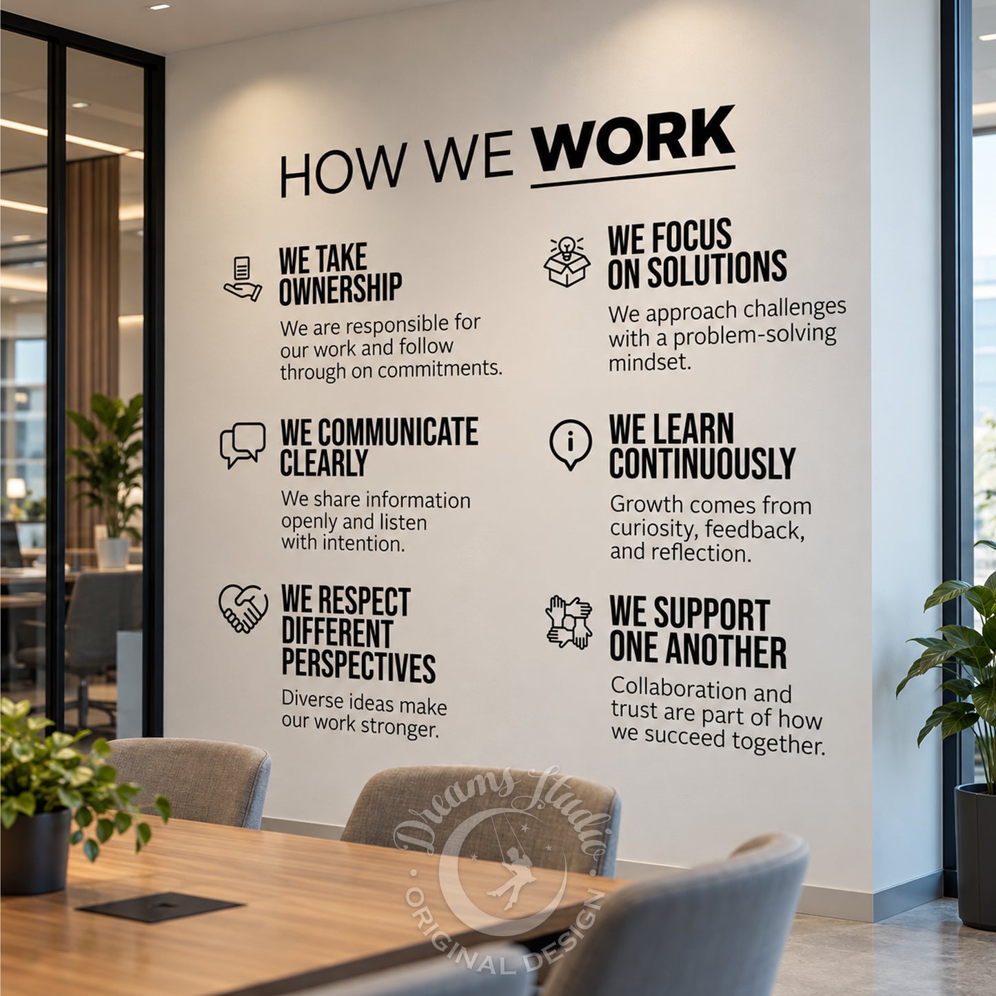 How We Work – Company Principles Office Wall Decal