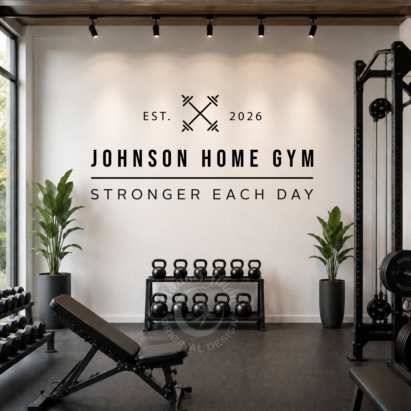 Personalized Gym Name Decal with EST Year - Modern Fitness Wall Decor