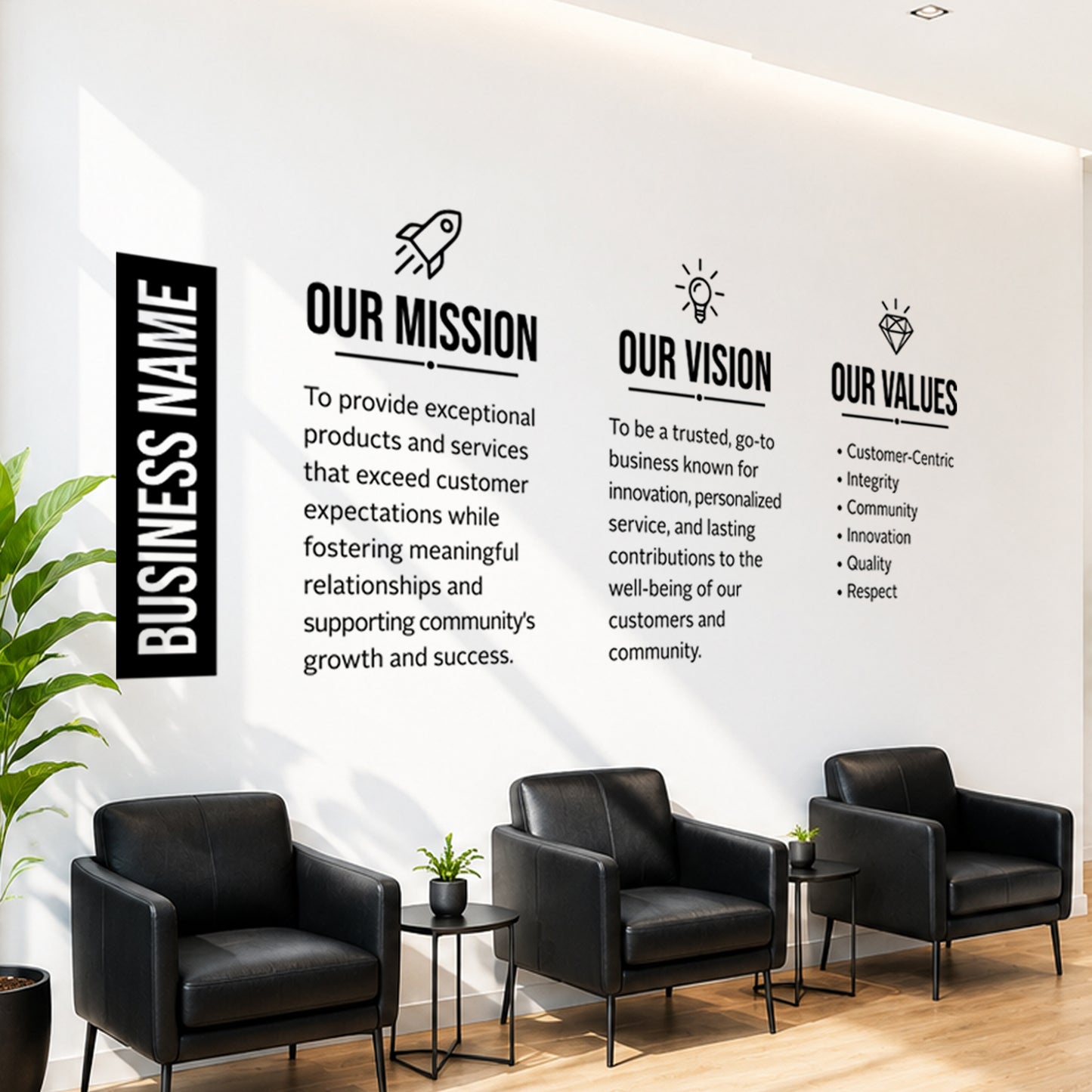Personalized Business Mission Vision Values Vinyl Wall Decal