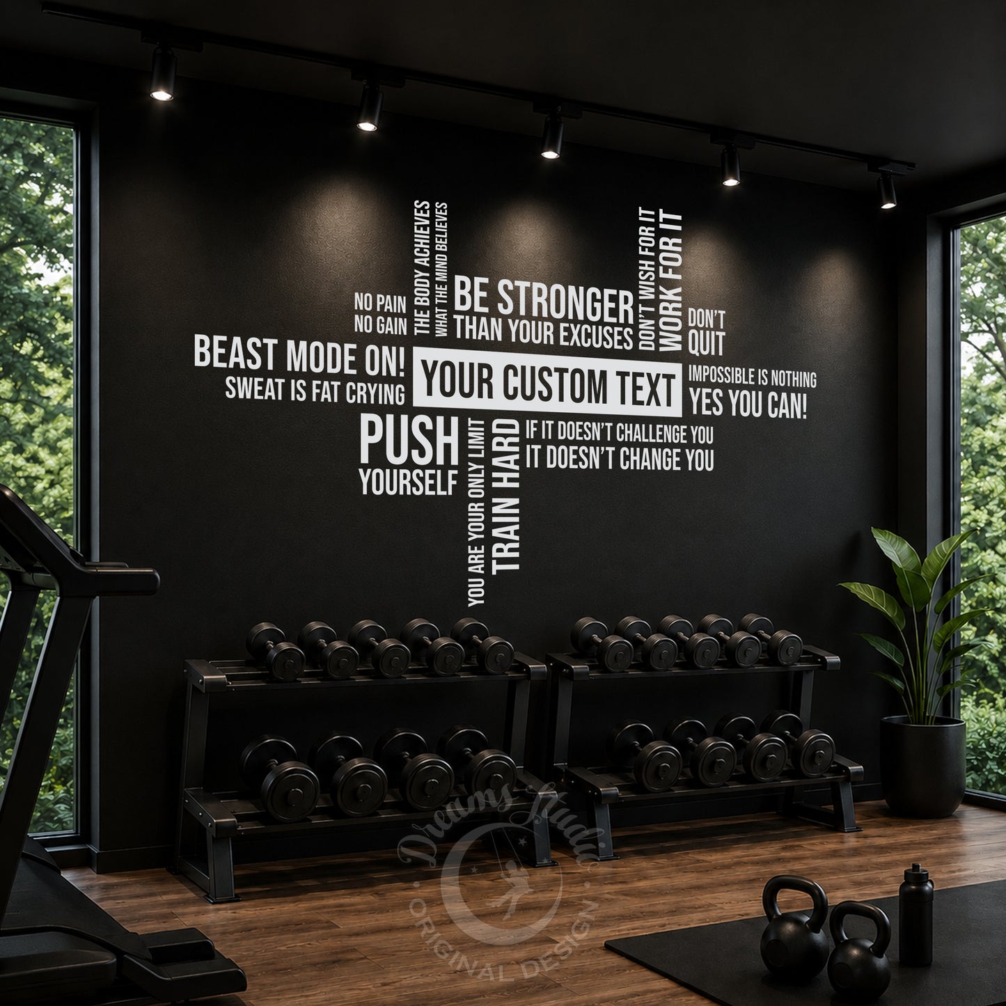 Custom Text Gym Wall Decal - Motivational Fitness Quote Vinyl Art