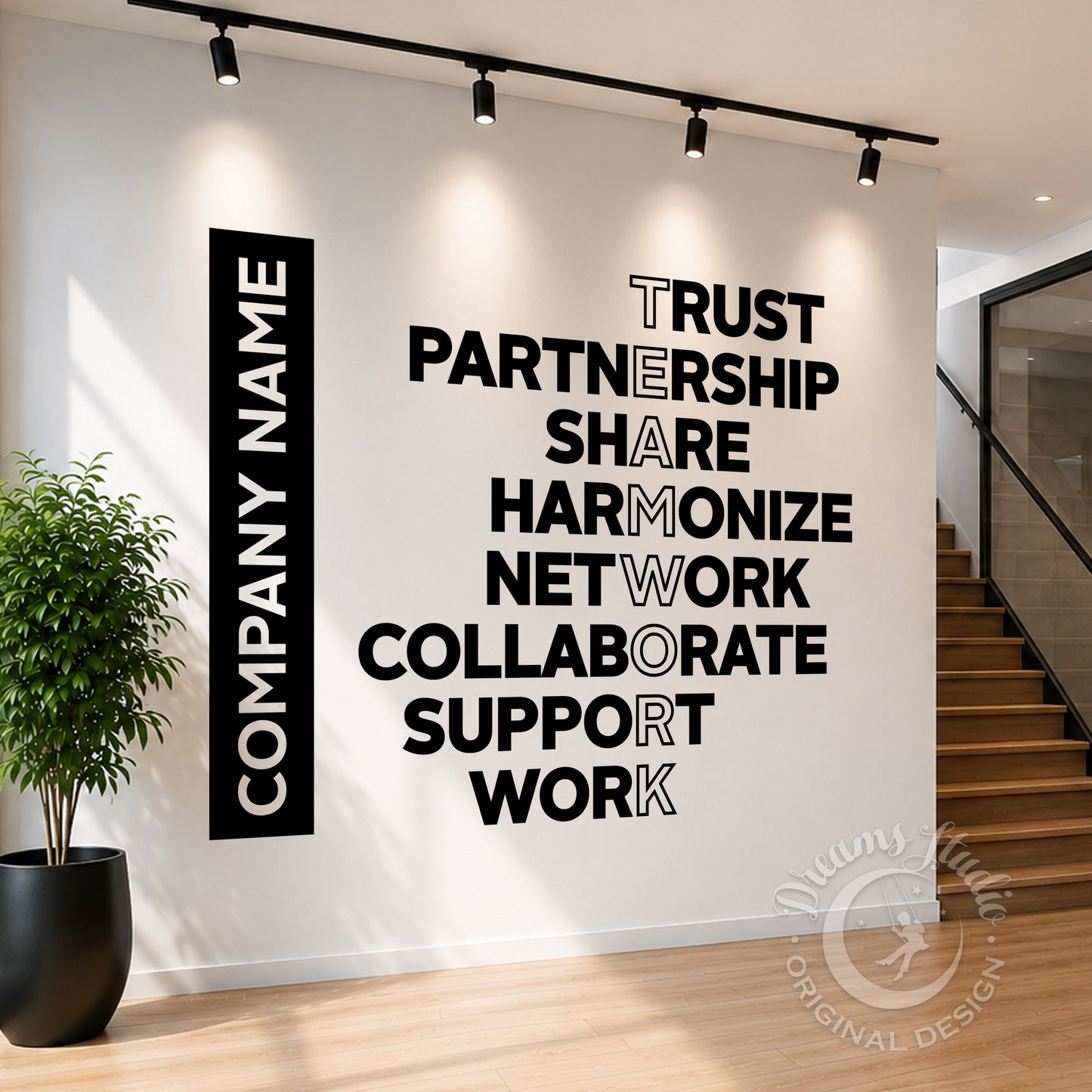 Personalized Office Wall Vinyl Decal "Teamwork", motivational wall decor