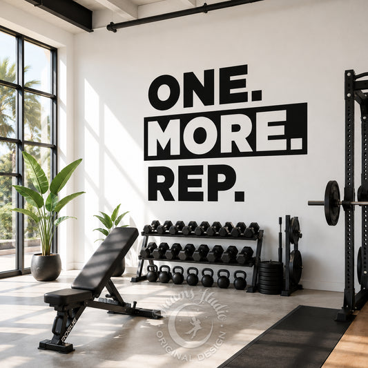 Gym Wall Vinyl Decal - "One More Rep" Motivational Fitness Quote