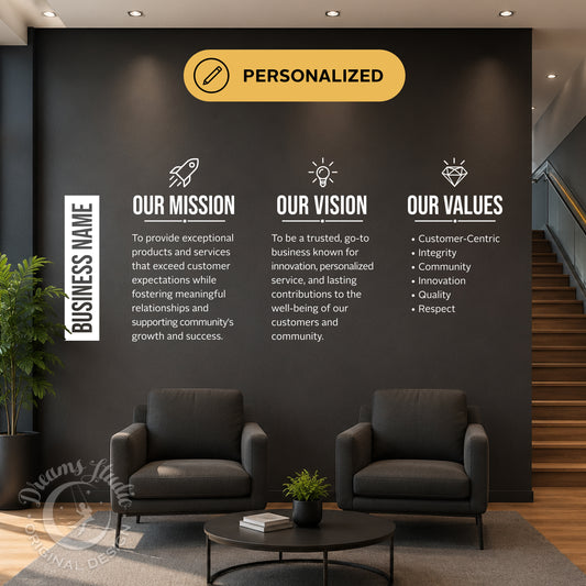 Personalized Business Mission Vision Values Vinyl Wall Decal