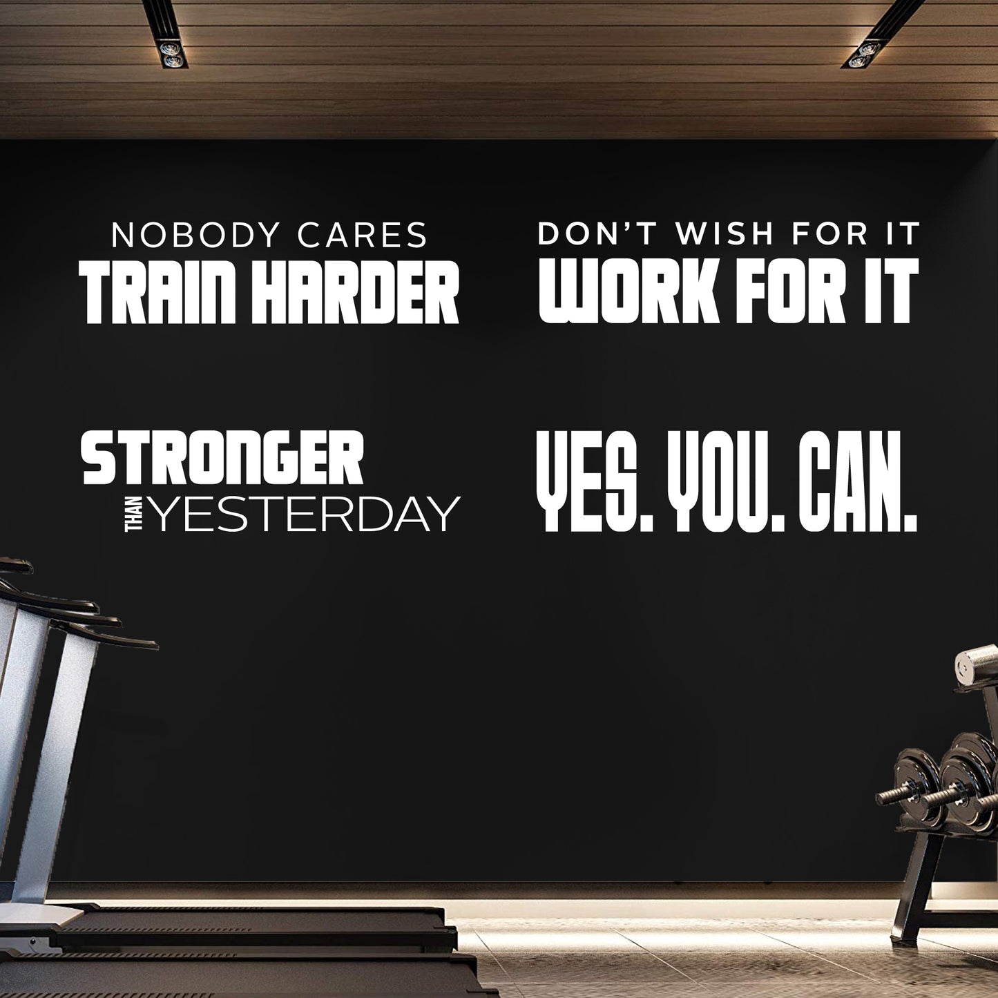 Set of Four Gym Wall Decals - Motivational Fitness Quotes