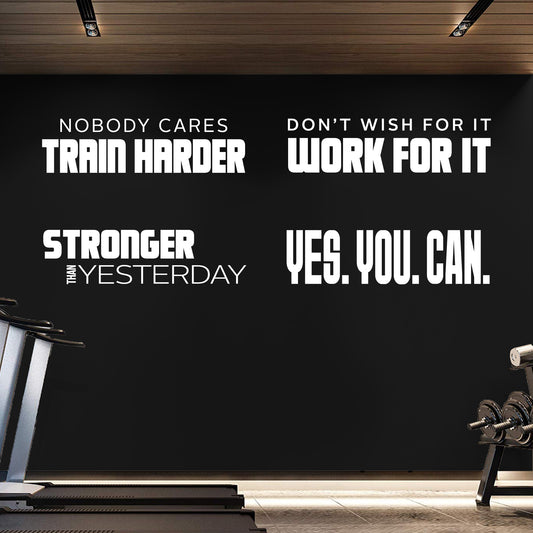 Set of Four Gym Wall Decals - Motivational Fitness Quotes