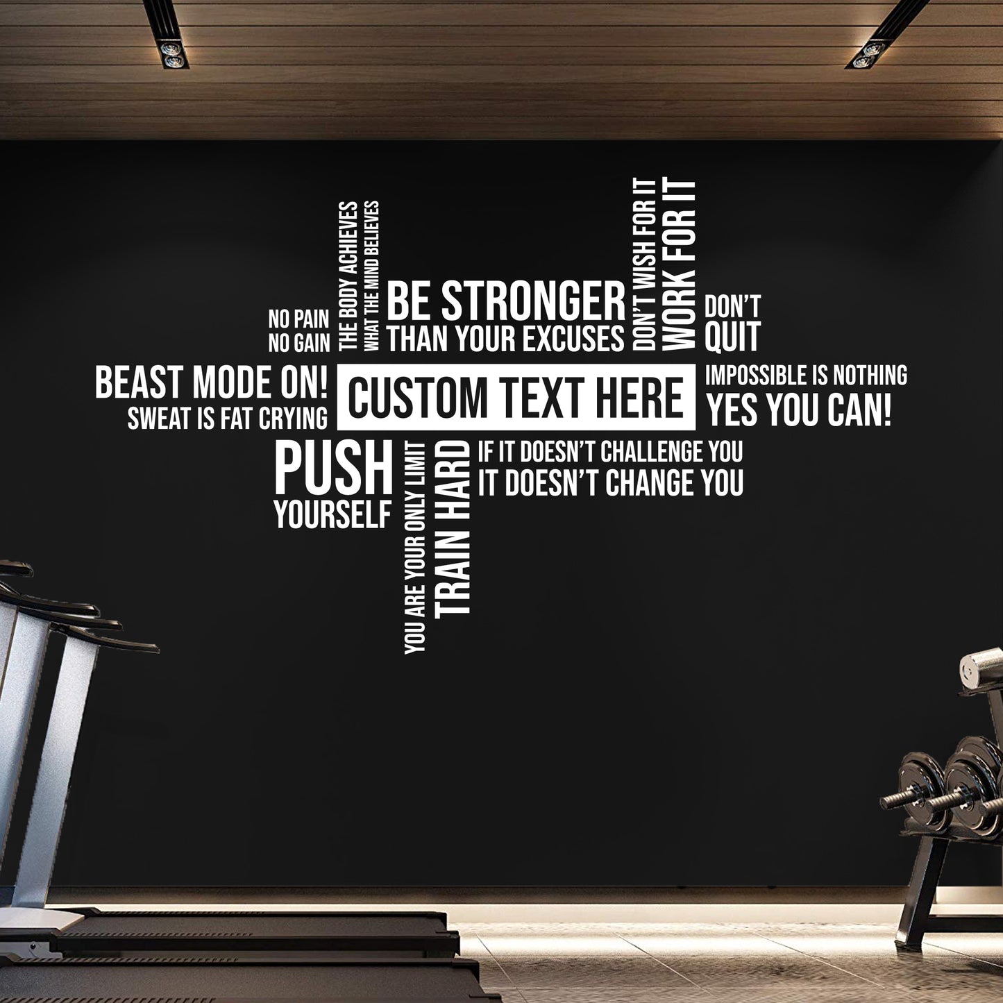 Custom Text Gym Wall Decal - Motivational Fitness Quote Vinyl Art