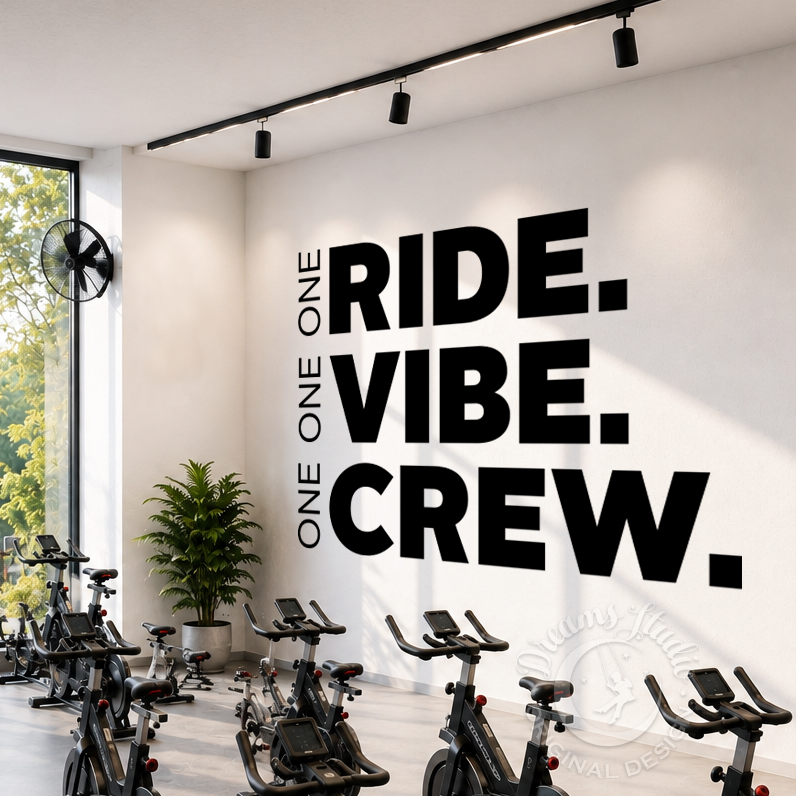 Cycling Wall Art, Indoor Bike Studio Decor, Motivational Spin Room Gym Quote Decal