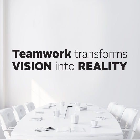 Modern conference room with motivational quote on wall
