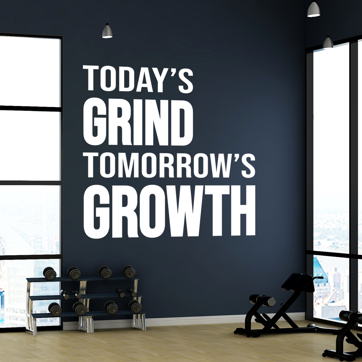 Gym Wall Decal “Today’s Grind. Tomorrow’s Growth”, Motivational Fitness Workout Wall Quote