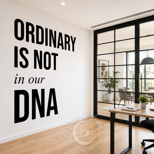 Modern office interior with motivational quote on wall