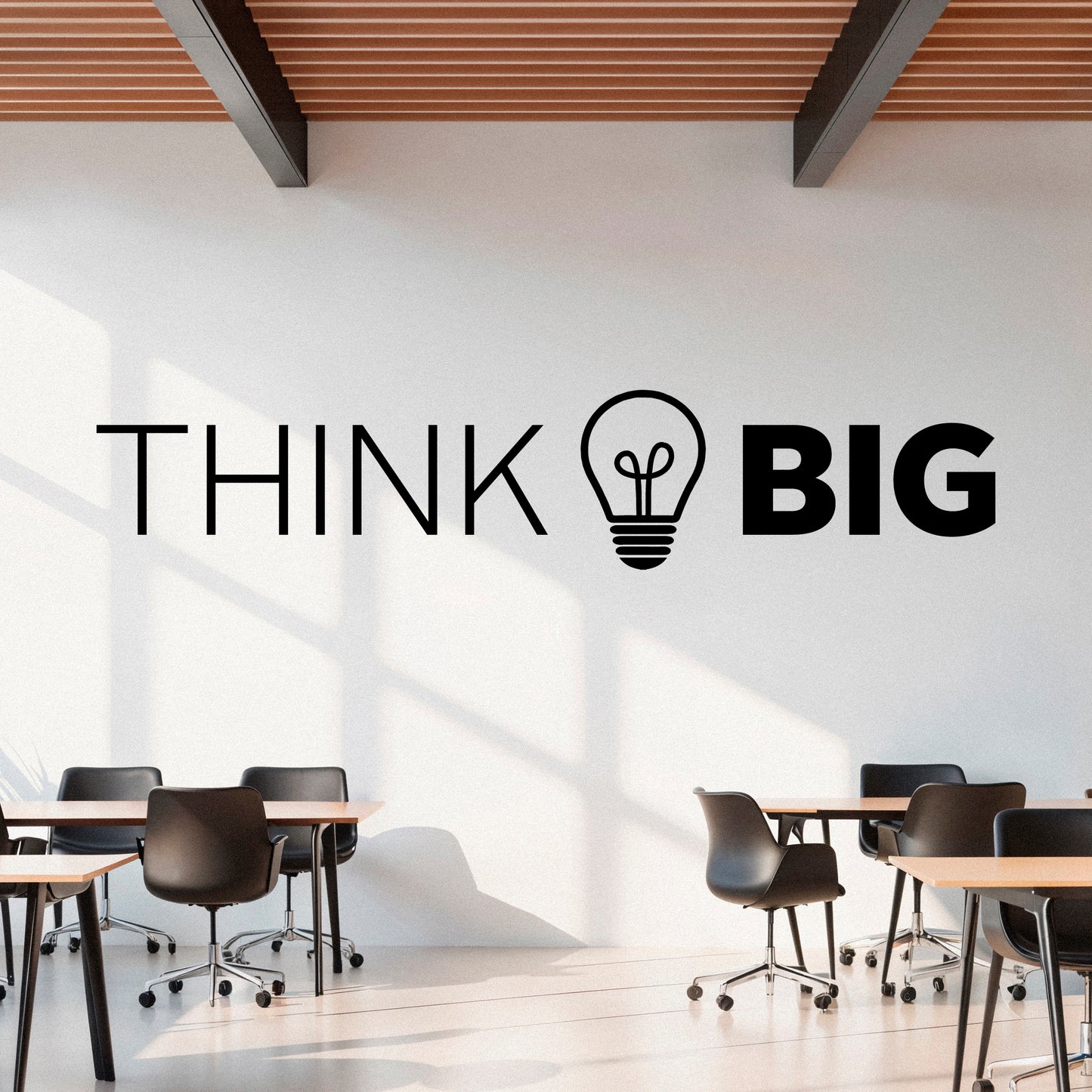 Inspirational Office Wall Vinyl Decal, "Think Big" with Lightbulb