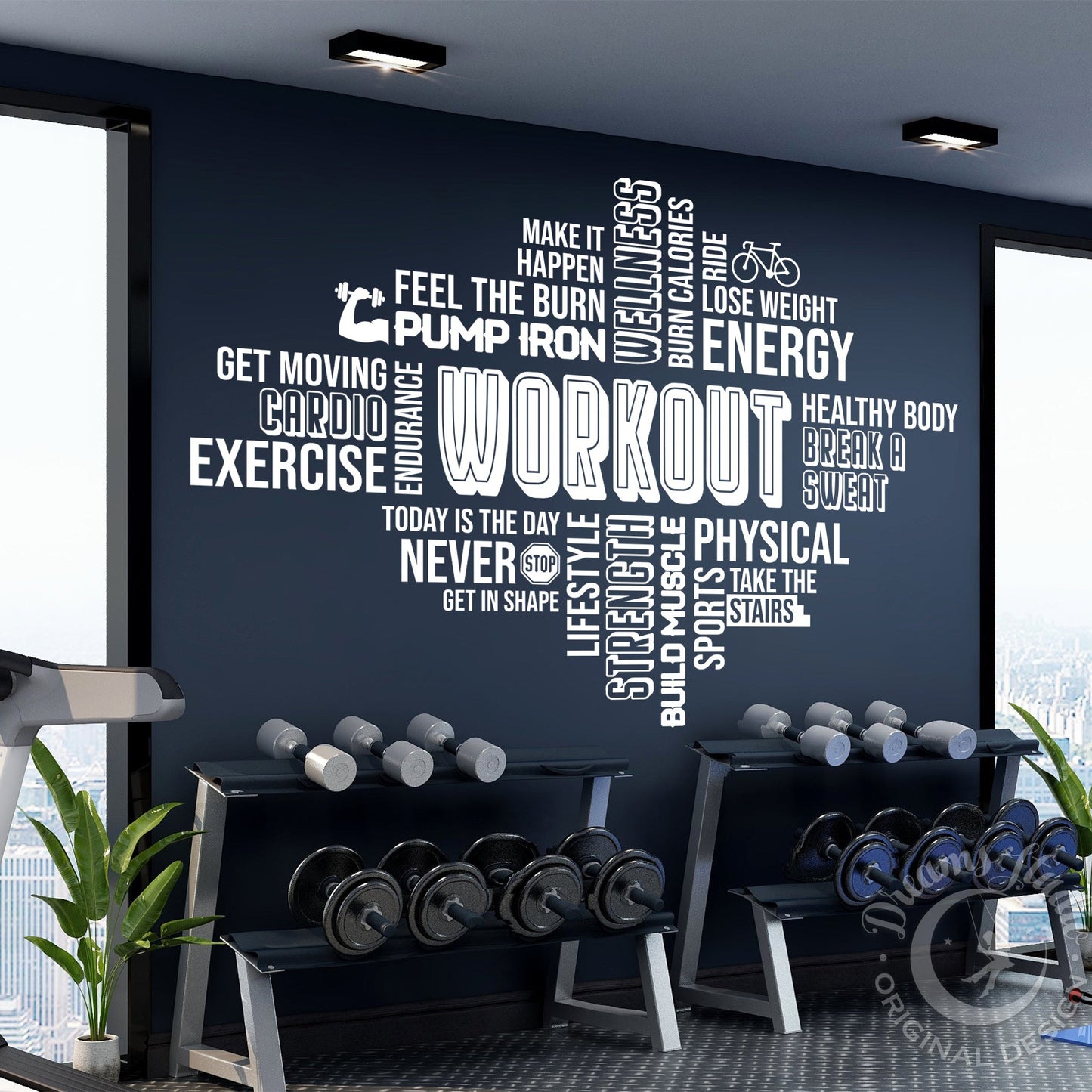 Workout Word Cloud Vinyl Wall Decal - Gym Motivation