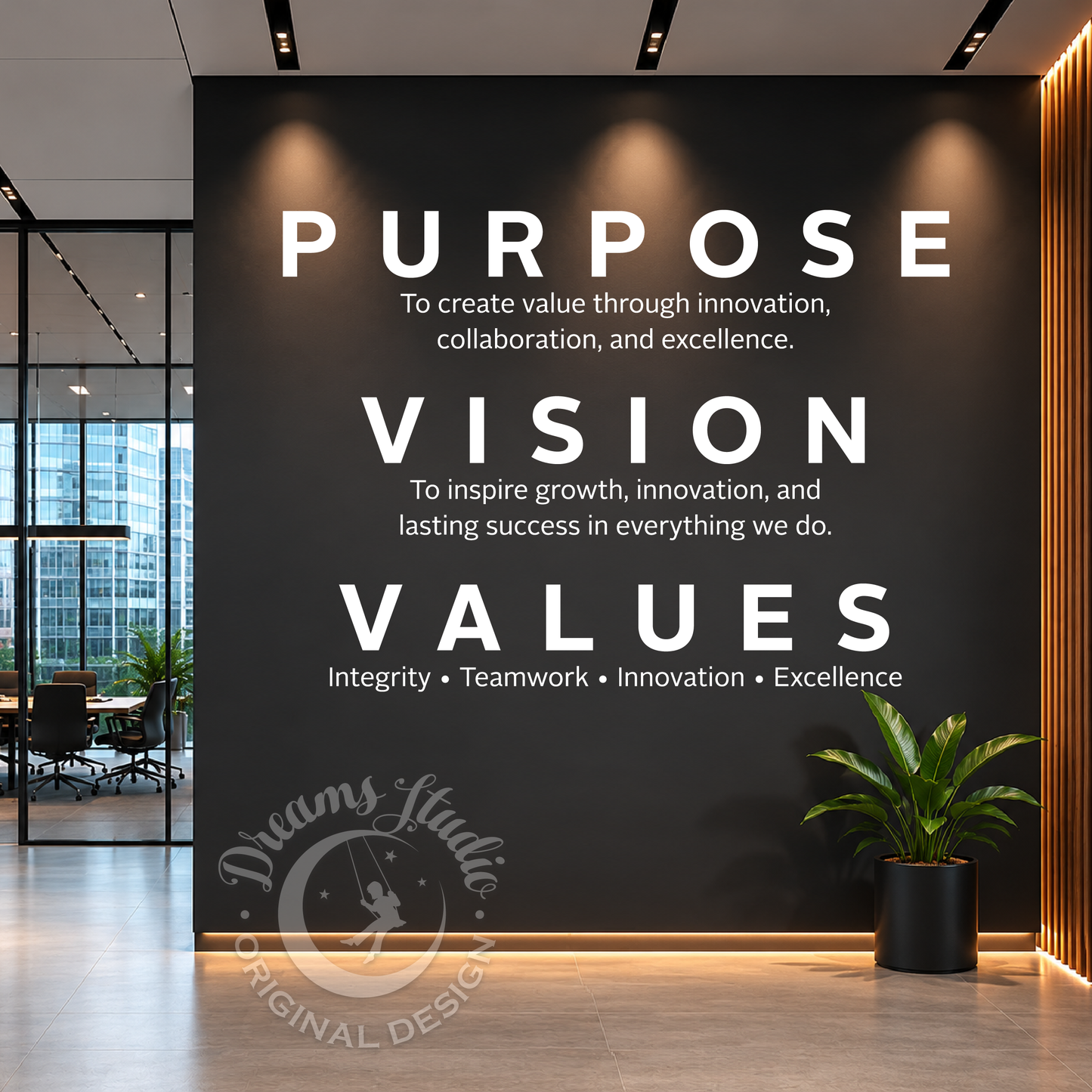 Custom Purpose Vision Values Wall Decal, Company Mission Statement, Office Wall Decor