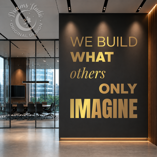 Modern office interior with motivational quote on a wall