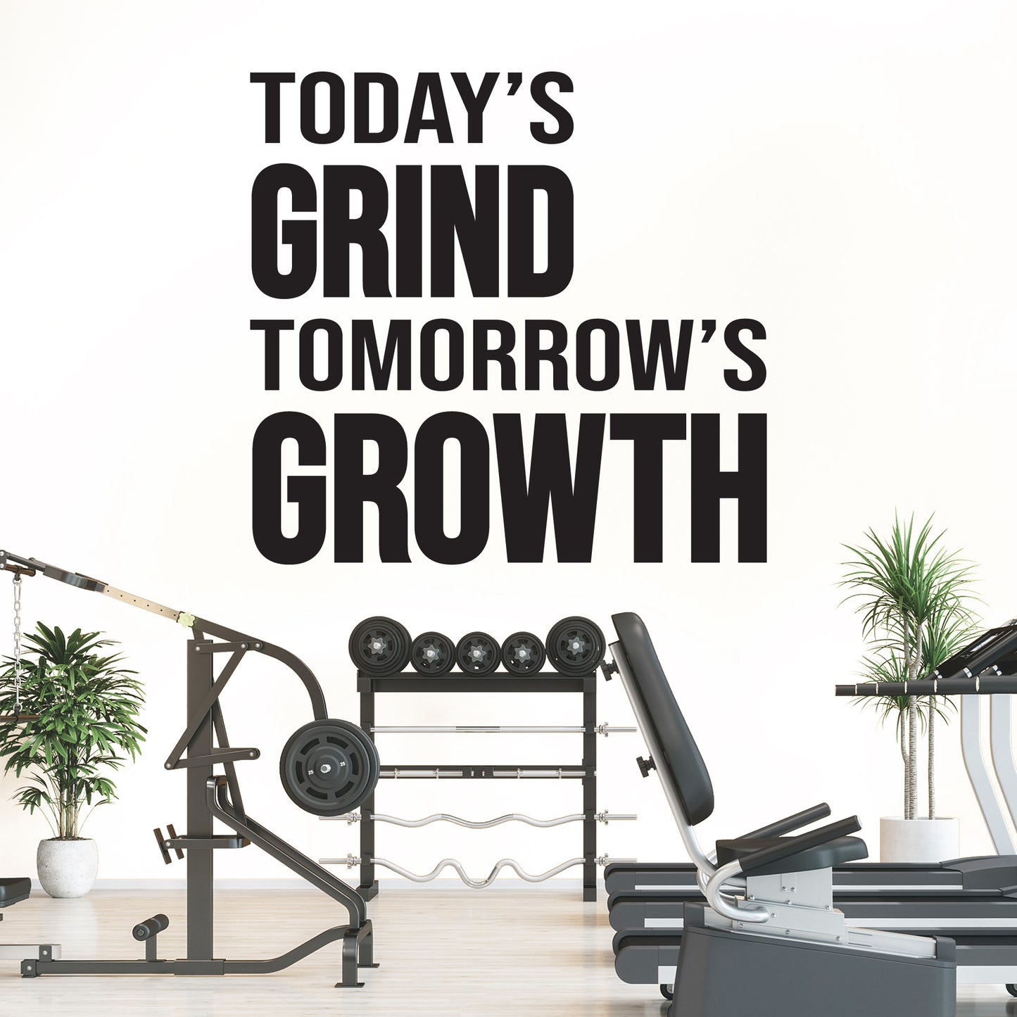 Gym Wall Decal “Today’s Grind. Tomorrow’s Growth”, Motivational Fitness Workout Wall Quote