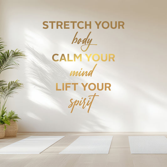 Yoga studio with motivational quote on the wall