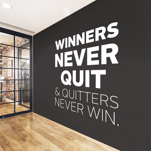 Gym Wall Decal “Winners never quit and quitters never win”, Motivational Fitness Workout Wall Quote