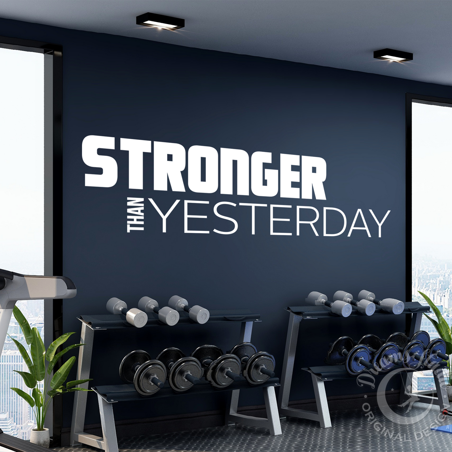 Stronger Than Yesterday Gym Wall Decal - Motivational Fitness Quote
