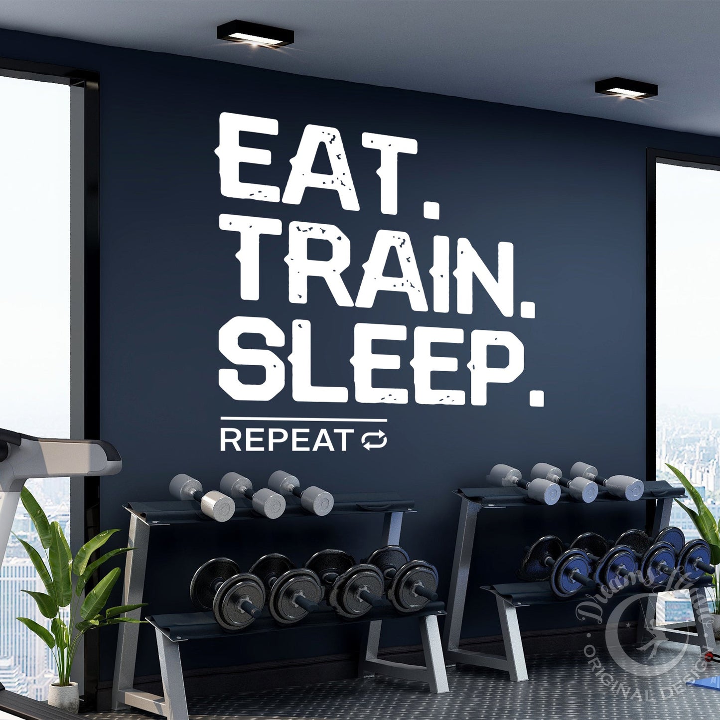 Eat Train Sleep Repeat Gym Wall Decal - Motivational Vinyl Art