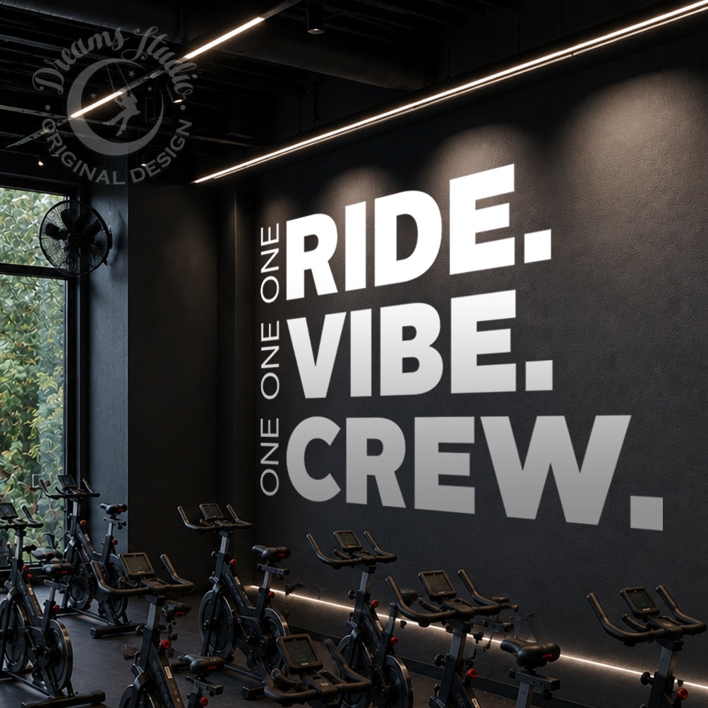 Cycling Wall Art, Indoor Bike Studio Decor, Motivational Spin Room Gym Quote Decal
