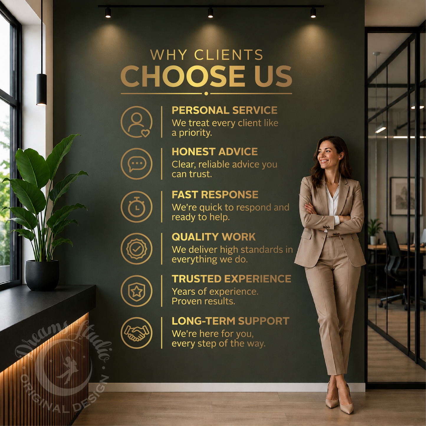 "Why Clients Choose Us" Office Wall Decal, Reception Decor, Business Wall Sign