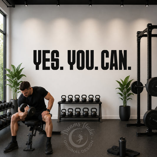 Gym Wall Vinyl Decal - Motivational "Yes. You. Can."