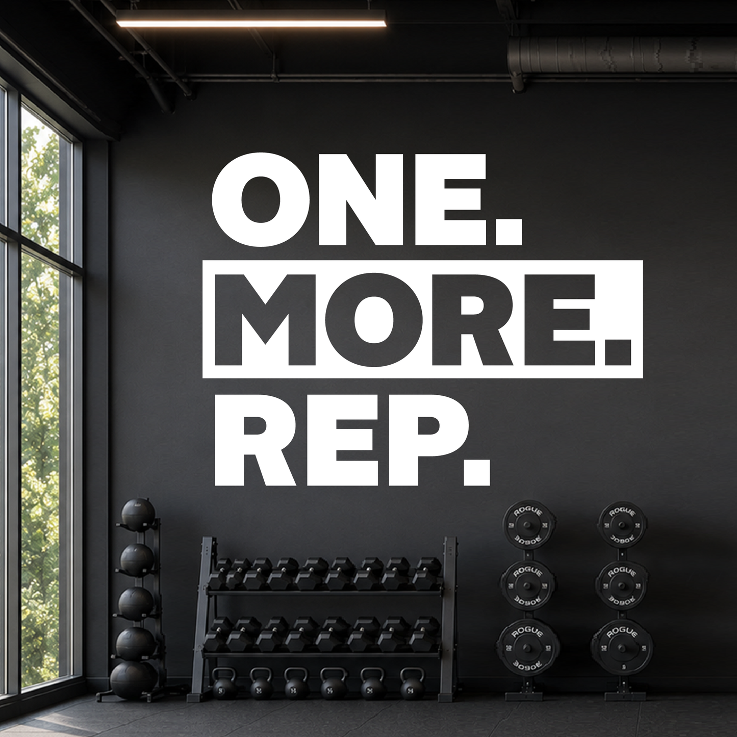 Gym Wall Vinyl Decal - "One More Rep" Motivational Fitness Quote