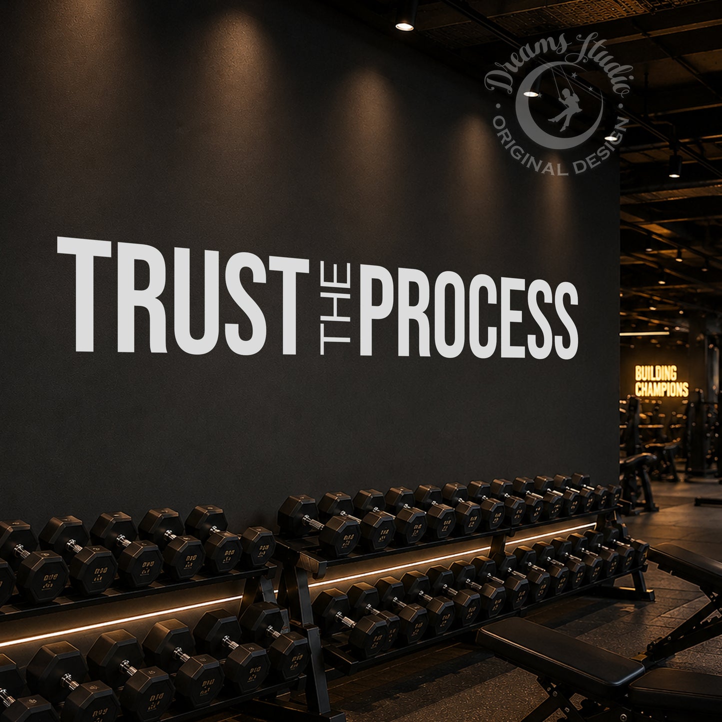 "Trust the Process" Gym Wall Decal, Motivational Fitness Quote