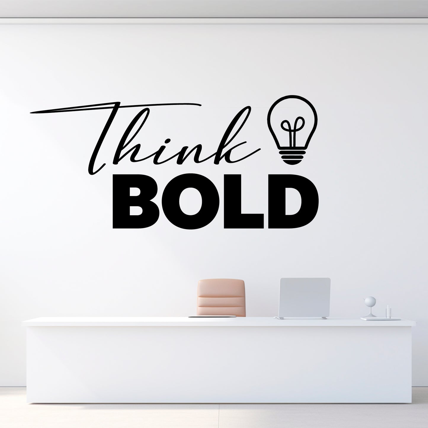 Think Bold Office Wall Decal, Motivational Light Bulb Vinyl Art