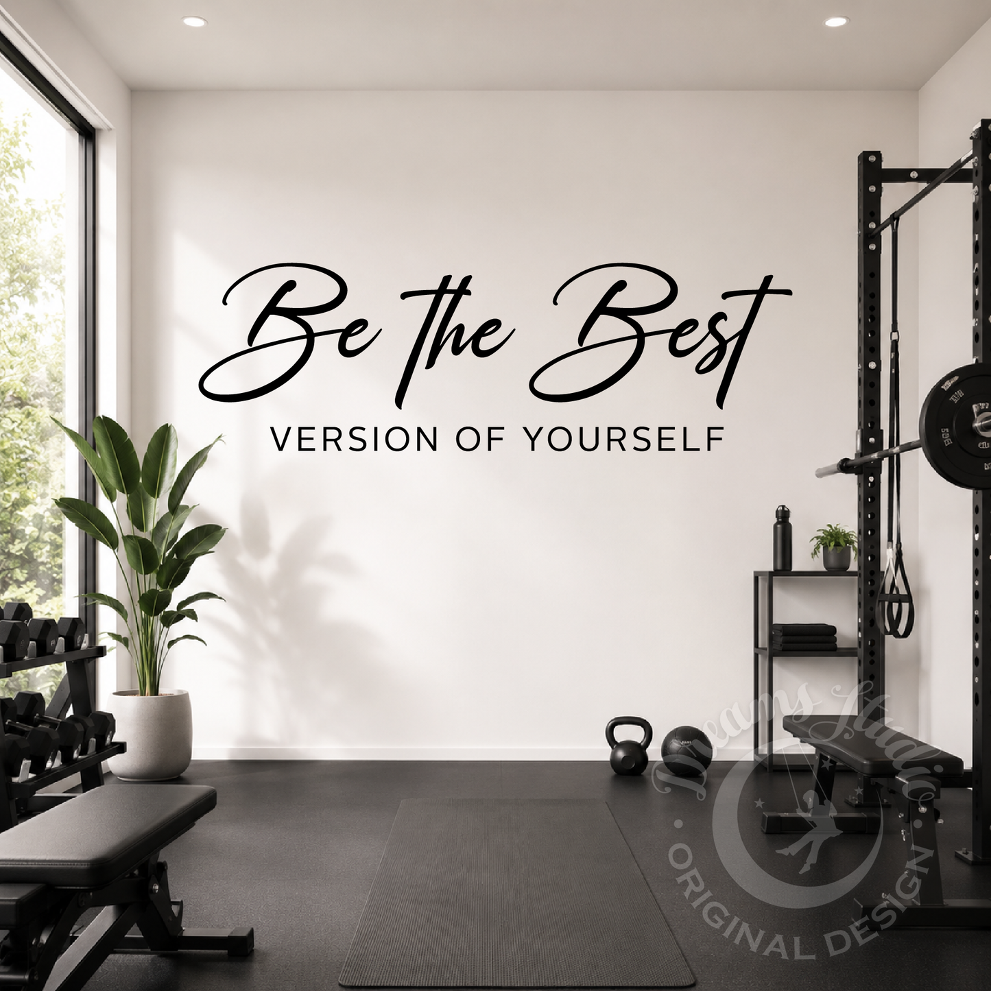 Motivational Gym Wall Decal for Women "Be the best version of yourself", Pilates Studio Quote