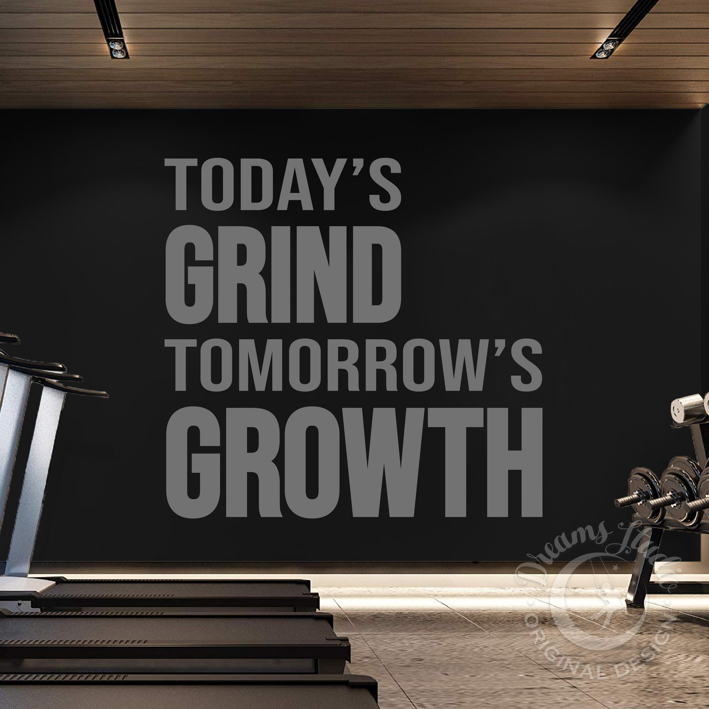 Gym Wall Decal “Today’s Grind. Tomorrow’s Growth”, Motivational Fitness Workout Wall Quote