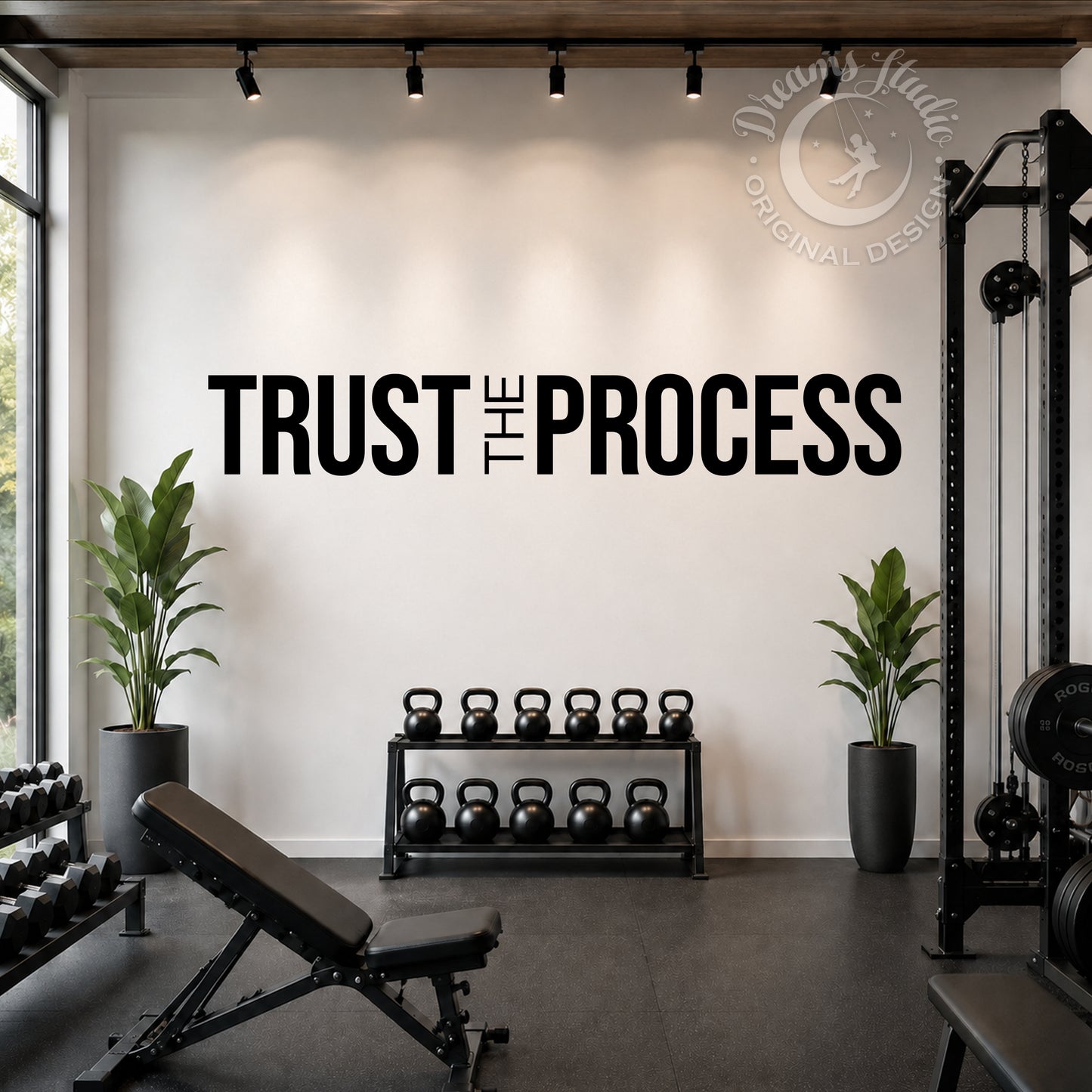 "Trust the Process" Gym Wall Decal, Motivational Fitness Quote