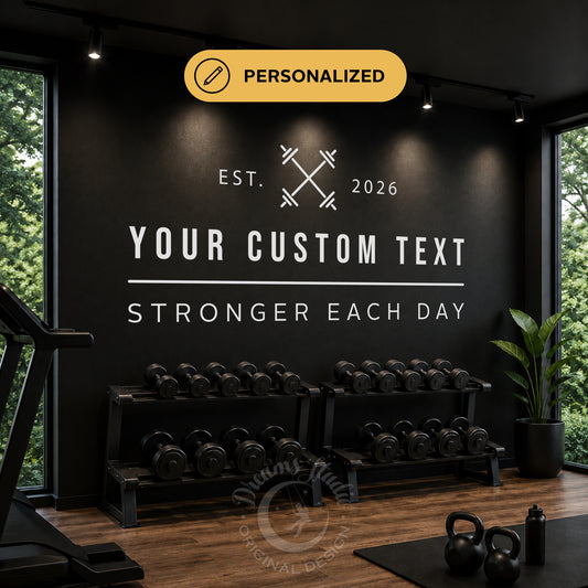 Personalized Gym Name Decal with EST Year - Modern Fitness Wall Decor
