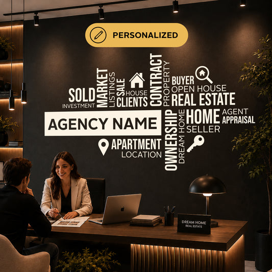 Real Estate Word Cloud Vinyl Wall Decal, Customizable Office Decor