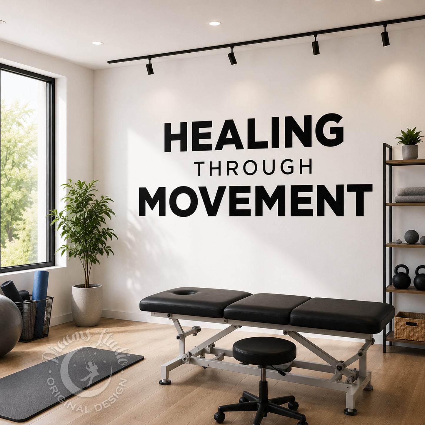 Healing Through Movement Gym Wall Decal, Physical Therapy Office Wall Art, Minimal Wellness Decor