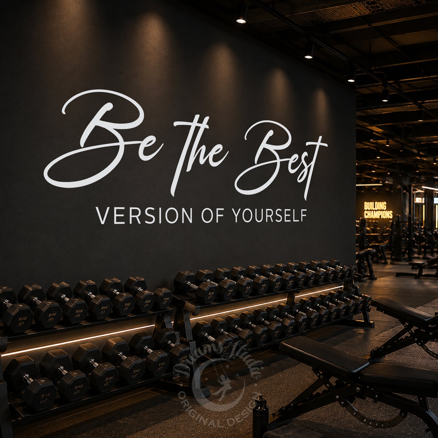 Motivational Gym Wall Decal for Women "Be the best version of yourself", Pilates Studio Quote