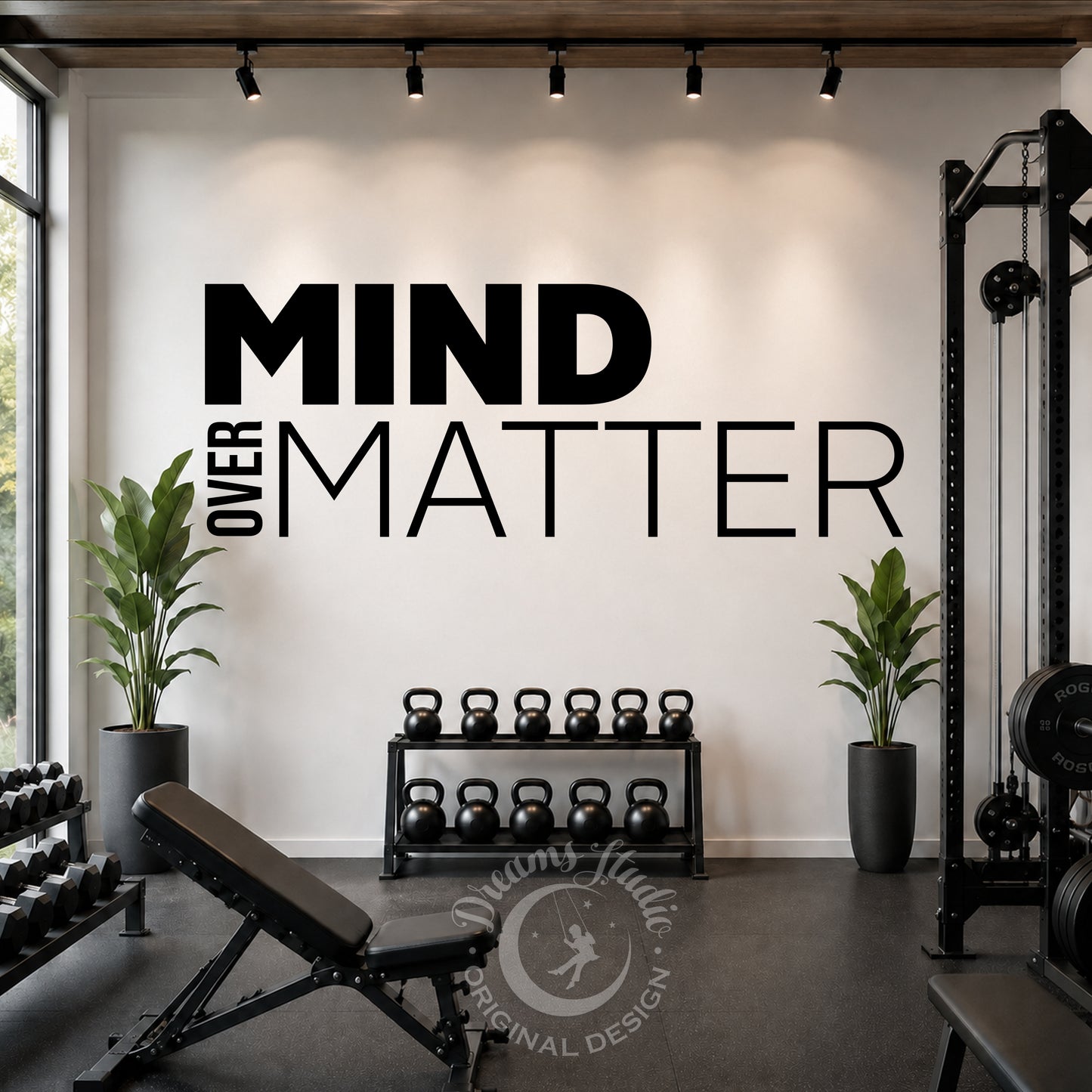 Mind Over Matter Gym Wall Decal - Motivational Fitness Quote