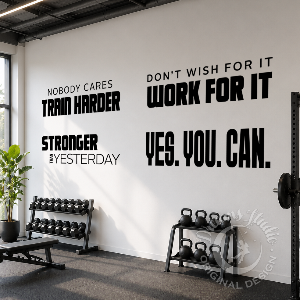 Set of Four Gym Wall Decals - Motivational Fitness Quotes