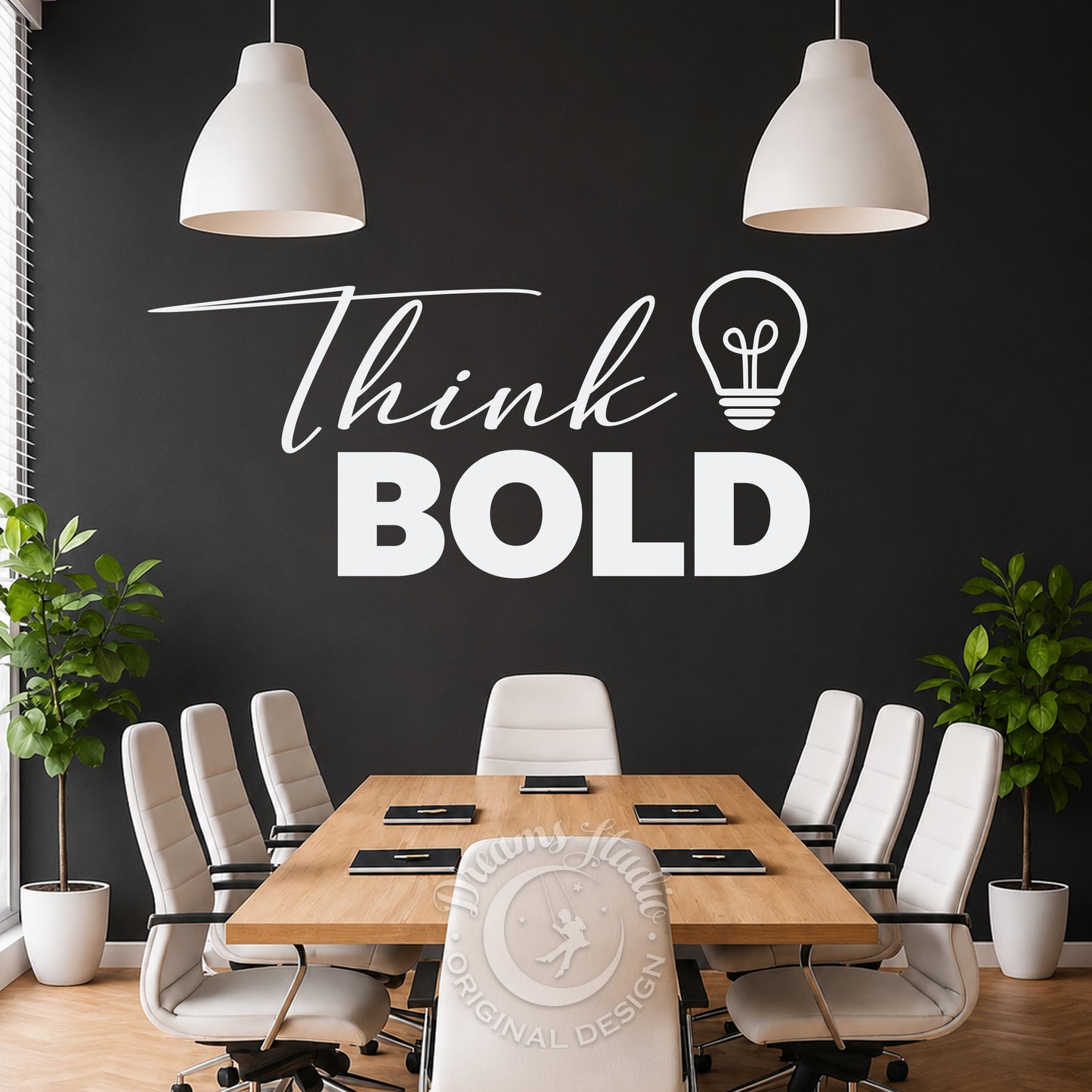 Think Bold Office Wall Decal, Motivational Light Bulb Vinyl Art