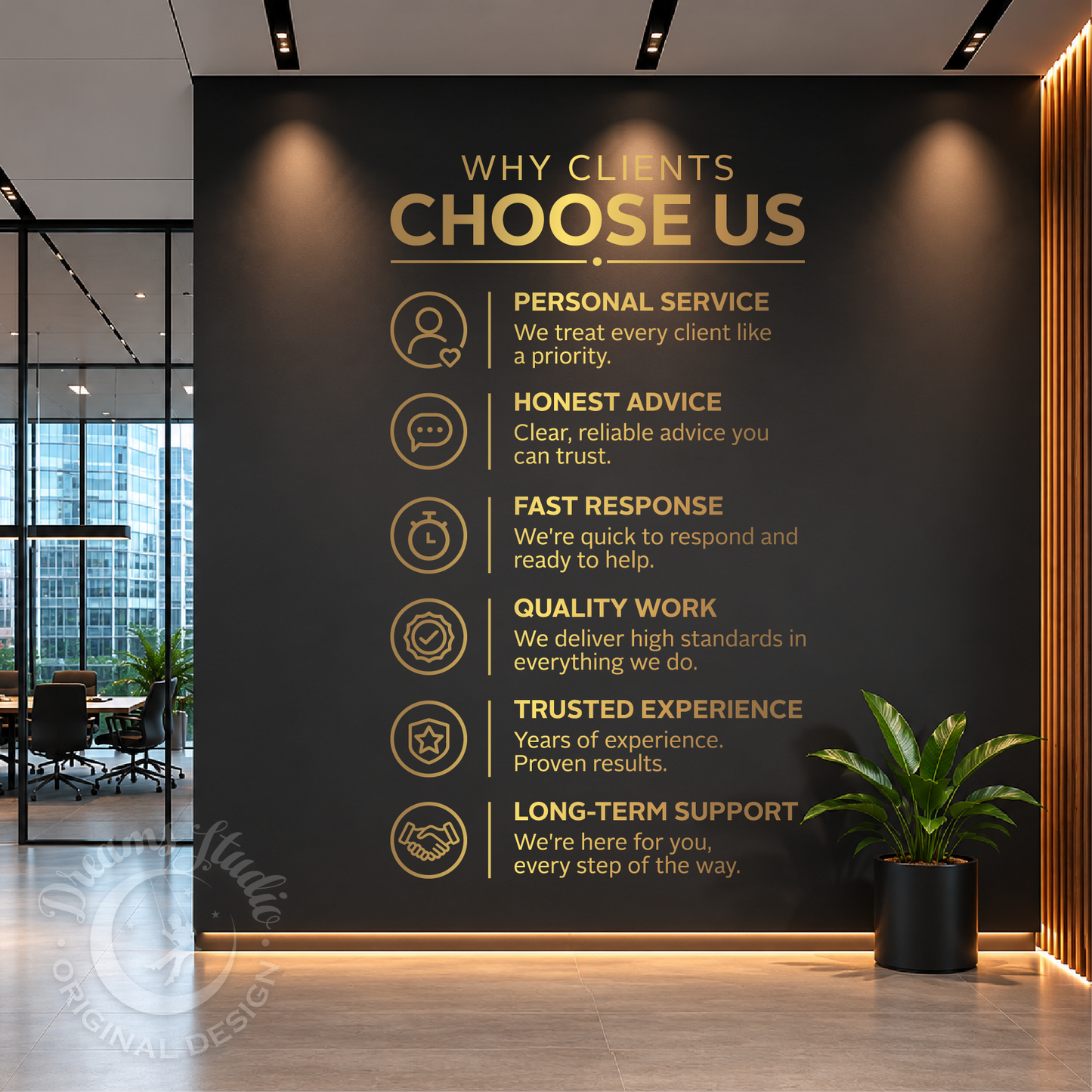 "Why Clients Choose Us" Office Wall Decal, Reception Decor, Business Wall Sign