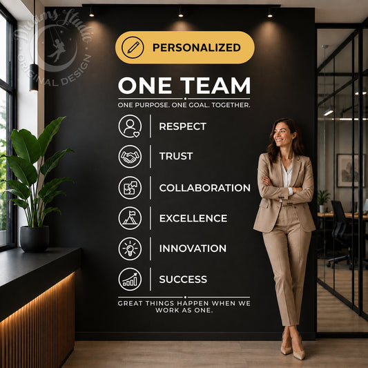 Personalized One Team Wall Decal | Custom Company Values