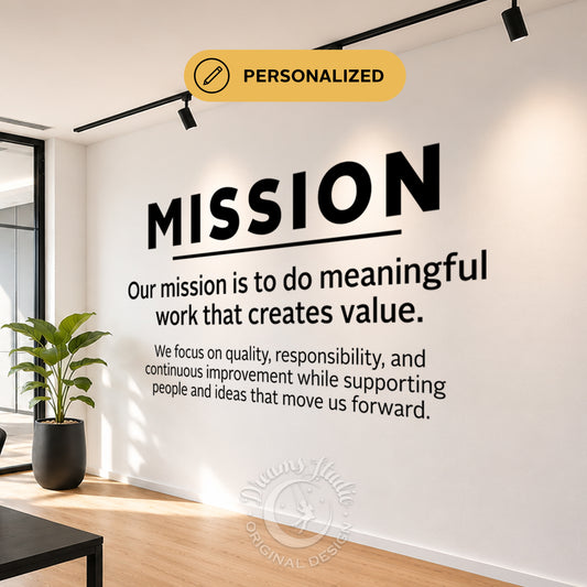 Mission Statement Wall Decal, Modern Office Culture Decor, Custom Text Available