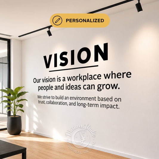 Vision Statement Wall Decal, Modern Office Culture Decor, Custom Text Available