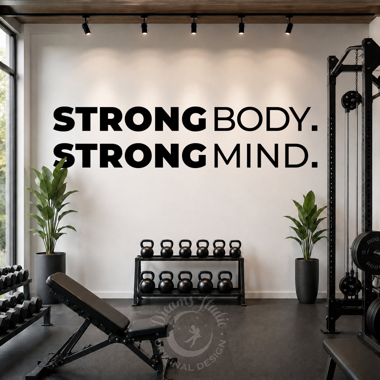 Strong Body Strong Mind Wall Decal – Gym & Fitness Motivation Decor